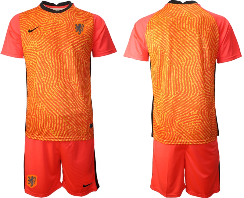 Men 2021 European Cup Netherlands red goalkeeper Soccer Jerseys